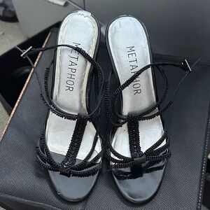 Metaphor Black Beaded Heels